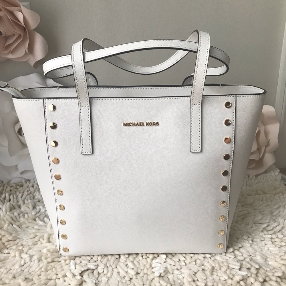 Michael Kors Rivington Medium Stud Tote Optic